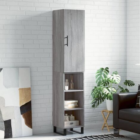 Buffet haut,Buffet de salon,Commode Meuble de rangement,Style Industriel Sonoma gris 34,5x34x180 cm Bois d'ingénierie VNWE908241 (1/5)