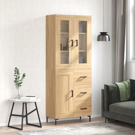 Buffet haut,Buffet de salon,Commode Meuble de rangement,Style Industriel Chêne sonoma 69,5x34x180 cm Bois d'ingénierie VNWE742914 (1/5)
