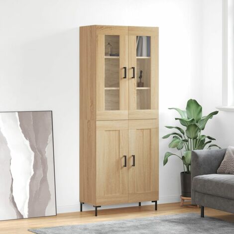 Buffet haut,Buffet de salon,Commode Meuble de rangement,Style Industriel Chêne sonoma 69,5x34x180 cm Bois d'ingénierie VNWE404794 (1/5)