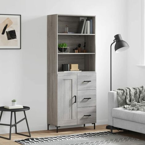 Buffet haut,Buffet de salon,Commode Meuble de rangement,Style Industriel Sonoma gris 69,5x34x180 cm Bois d'ingénierie VNWE784322 (1/5)
