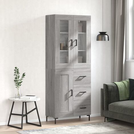 Buffet haut,Buffet de salon,Commode Meuble de rangement,Style Industriel Sonoma gris 69,5x34x180 cm Bois d'ingénierie VNWE279612 (1/5)