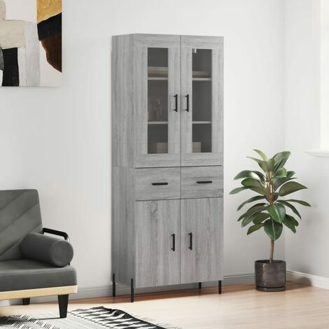 Buffet haut,Buffet de salon,Commode Meuble de rangement,Style Industriel Sonoma gris 69,5x34x180 cm Bois d'ingénierie VNWE347097 (1/5)