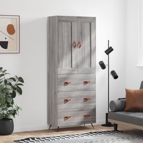 Buffet haut,Buffet de salon,Commode Meuble de rangement,Style Industriel Sonoma gris 69,5x34x180 cm Bois d'ingénierie VNWE586985 (1/5)