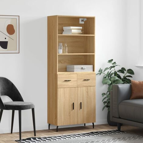 Buffet haut,Buffet de salon,Commode Meuble de rangement,Style Industriel Chêne sonoma 69,5x34x180 cm Bois d'ingénierie VNWE998628 (1/5)