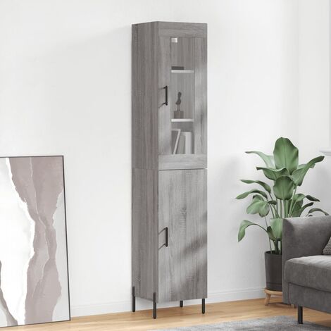 Buffet haut,Buffet de salon,Commode Meuble de rangement,Style Industriel Sonoma gris 34,5x34x180 cm Bois d'ingénierie VNWE144697 (1/5)