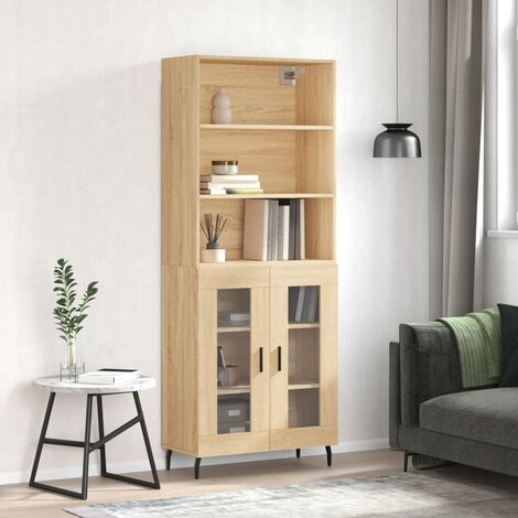 Buffet haut,Buffet de salon,Commode Meuble de rangement,Style Industriel Chêne sonoma 69,5x34x180 cm Bois d'ingénierie VNWE983687 (1/5)