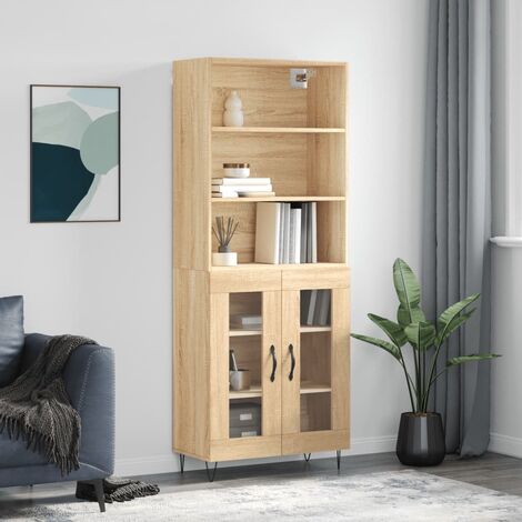 Buffet haut,Buffet de salon,Commode Meuble de rangement,Style Industriel Chêne sonoma 69,5x34x180 cm Bois d'ingénierie VNWE970815 (1/5)