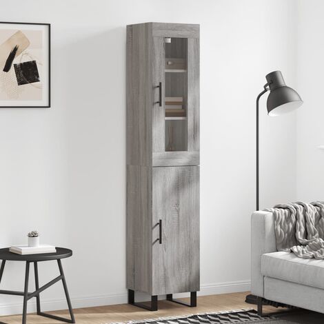 Buffet haut,Buffet de salon,Commode Meuble de rangement,Style Industriel Sonoma gris 34,5x34x180 cm Bois d'ingénierie VNWE202563 (1/5)