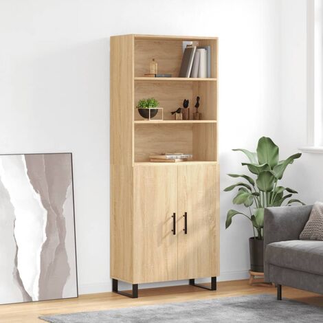 Buffet haut,Buffet de salon,Commode Meuble de rangement,Style Industriel Chêne sonoma 69,5x34x180 cm Bois d'ingénierie VNWE732733 (1/5)