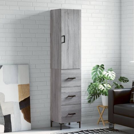 Buffet haut, Meuble de Rangement, Armoire de Cuisine Sogris 34,5x34x180 cm Bois d'ingénierie NKK40265 (1/5)
