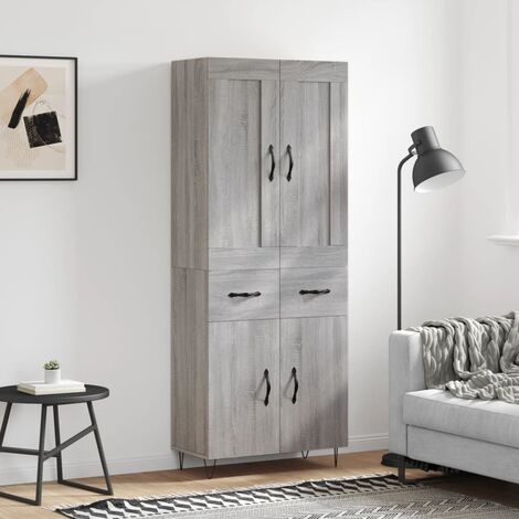 Buffet haut,Bahut, Meuble de Rangement pour Salon, Salle à Manger, Cuisine Sonoma gris 69,5x34x180 cm Bois d'ingénierie CNEI346886 (1/5)