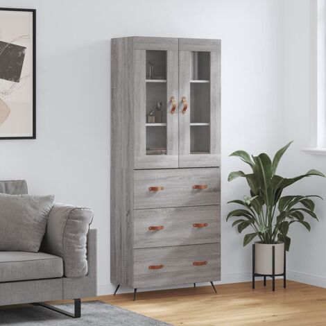 Buffet haut,Buffet de salon,Commode Meuble de rangement,Style Industriel Sonoma gris 69,5x34x180 cm Bois d'ingénierie VNWE256221 (1/5)