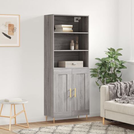 Buffet haut，Buffet de salon，Commode Meuble de rangement，Style Industriel Sonoma gris 69,5x34x180 cm Bois d'ingénierie VNWE288915 (1/5)