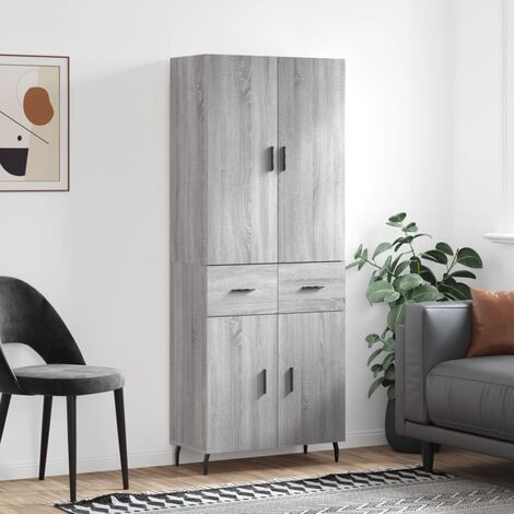 Buffet haut,Buffet de salon,Commode Meuble de rangement,Style Industriel Sonoma gris 69,5x34x180 cm Bois d'ingénierie VNWE525865 (1/5)