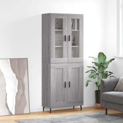 Buffet haut,Buffet de salon,Commode Meuble de rangement,Style Industriel Sonoma gris 69,5x34x180 cm Bois d'ingénierie VNWE192601 (1/5)