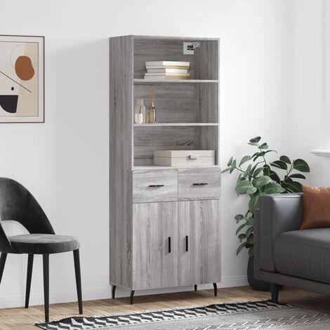 Buffet haut,Buffet de salon,Commode Meuble de rangement,Style Industriel Sonoma gris 69,5x34x180 cm Bois d'ingénierie VNWE721439 (1/5)