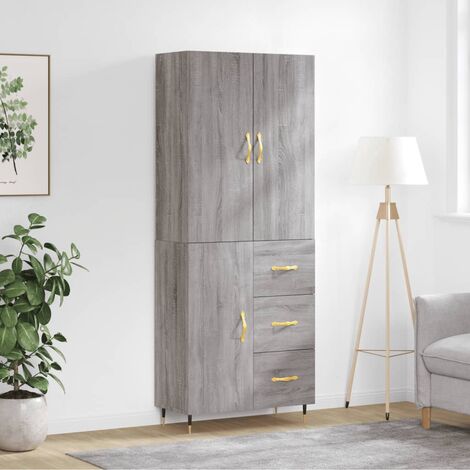 Buffet haut,Buffet de salon,Commode Meuble de rangement,Style Industriel Sonoma gris 69,5x34x180 cm Bois d'ingénierie VNWE323470 (1/5)