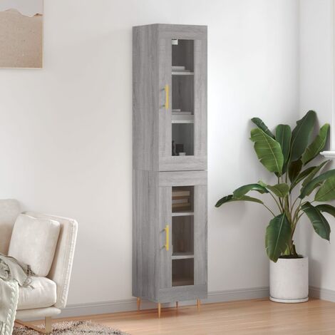 Buffet haut,Buffet de salon,Commode Meuble de rangement,Style Industriel Sonoma gris 34,5x34x180 cm Bois d'ingénierie VNWE552657 (1/5)