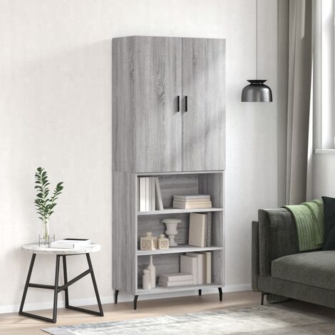 Buffet haut,Buffet de salon,Commode Meuble de rangement,Style Industriel Sonoma gris 69,5x34x180 cm Bois d'ingénierie VNWE366687 (1/5)