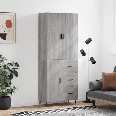 Buffet haut,Buffet de salon,Commode Meuble de rangement,Style Industriel Sonoma gris 69,5x34x180 cm Bois d'ingénierie VNWE967380 (1/5)
