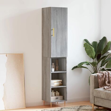 Buffet haut,Buffet de salon,Commode Meuble de rangement,Style Industriel Sonoma gris 34,5x34x180 cm Bois d'ingénierie VNWE897398 (1/5)