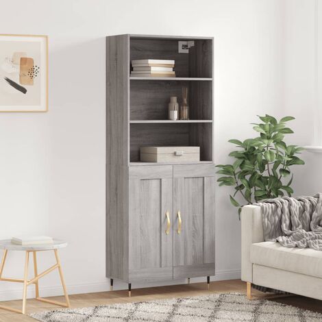 Buffet haut,Buffet de salon,Commode Meuble de rangement,Style Industriel Sonoma gris 69,5x34x180 cm Bois d'ingénierie VNWE726827 (1/5)