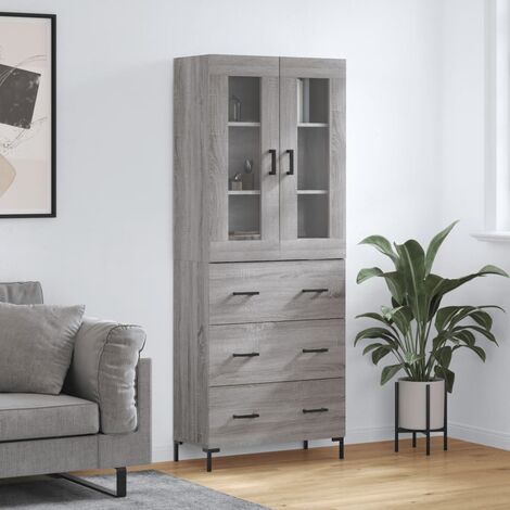 Buffet haut,Buffet de salon,Commode Meuble de rangement,Style Industriel Sonoma gris 69,5x34x180 cm Bois d'ingénierie VNWE818705 (1/5)
