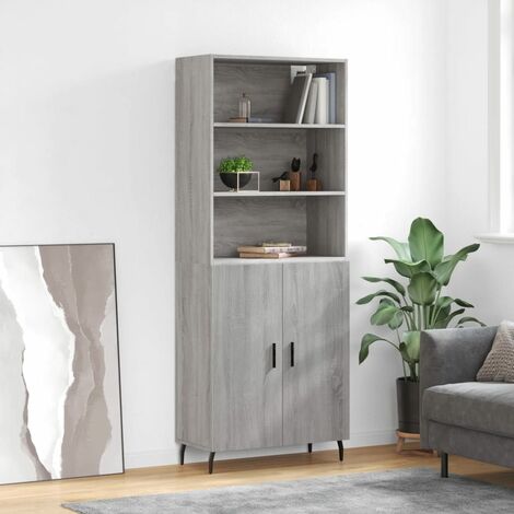 Buffet haut,Buffet de salon,Commode Meuble de rangement,Style Industriel Sonoma gris 69,5x34x180 cm Bois d'ingénierie VNWE481382 (1/5)