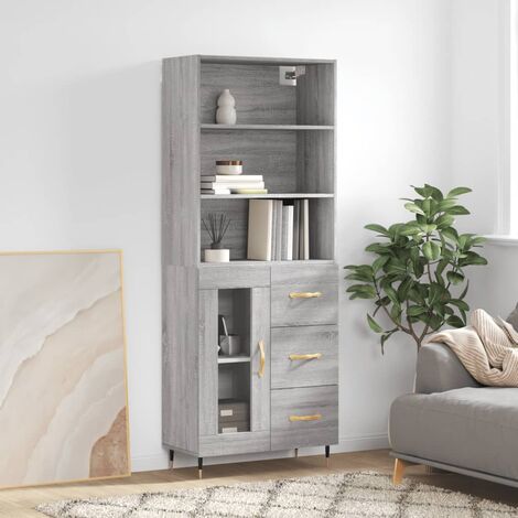 Buffet haut,Buffet de salon,Commode Meuble de rangement,Style Industriel Sonoma gris 69,5x34x180 cm Bois d'ingénierie VNWE865803 (1/5)