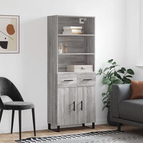 Buffet haut,Buffet de salon,Commode Meuble de rangement,Style Industriel Sonoma gris 69,5x34x180 cm Bois d'ingénierie VNWE877583 (1/5)