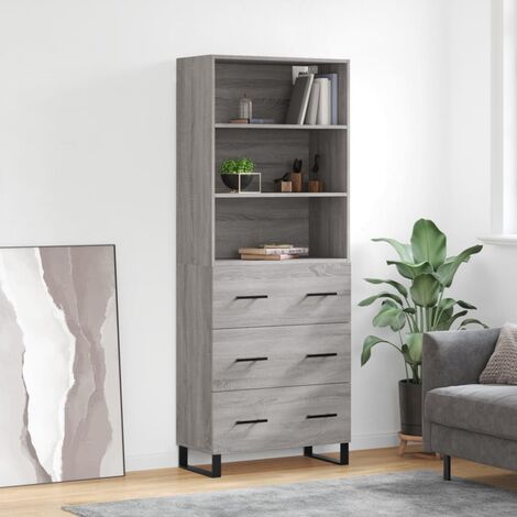 Buffet haut,Buffet de salon,Commode Meuble de rangement,Style Industriel Sonoma gris 69,5x34x180 cm Bois d'ingénierie VNWE549240 (1/5)