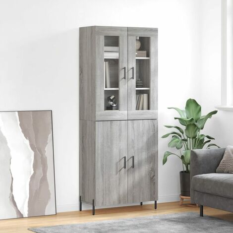 Buffet haut, Meuble de Rangement, Armoire de Cuisine Sogris 69,5x34x180 cm Bois d'ingénierie NKK63933 (1/5)