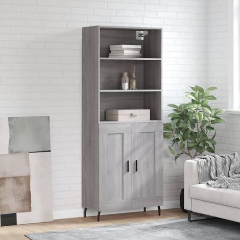 Buffet haut,Buffet de salon,Commode Meuble de rangement,Style Industriel Sonoma gris 69,5x34x180 cm Bois d'ingénierie VNWE179566 (1/5)