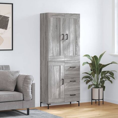 Buffet haut,Buffet de salon,Commode Meuble de rangement,Style Industriel Sonoma gris 69,5x34x180 cm Bois d'ingénierie VNWE995486 (1/5)