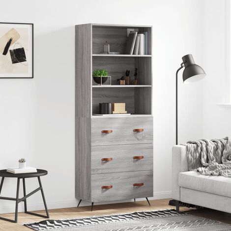 Buffet haut,Buffet de salon,Commode Meuble de rangement,Style Industriel Sonoma gris 69,5x34x180 cm Bois d'ingénierie VNWE173659 (1/5)