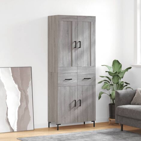 Buffet haut,Buffet de salon,Commode Meuble de rangement,Style Industriel Sonoma gris 69,5x34x180 cm Bois d'ingénierie VNWE485738 (1/5)