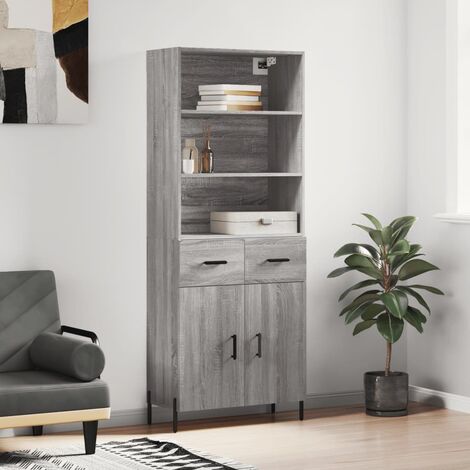 Buffet haut,Buffet de salon,Commode Meuble de rangement,Style Industriel Sonoma gris 69,5x34x180 cm Bois d'ingénierie VNWE186618 (1/5)