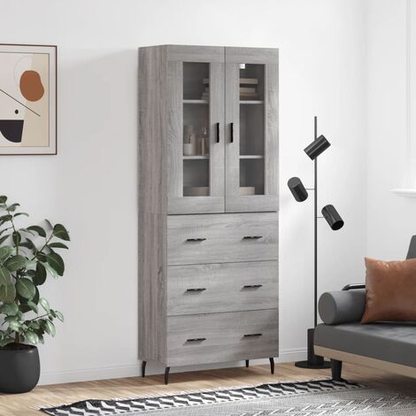 Buffet haut,Buffet de salon,Commode Meuble de rangement,Style Industriel Sonoma gris 69,5x34x180 cm Bois d'ingénierie VNWE573848 (1/5)