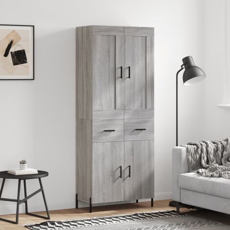 Buffet haut,Buffet de salon,Commode Meuble de rangement,Style Industriel Sonoma gris 69,5x34x180 cm Bois d'ingénierie VNWE630081 (1/5)