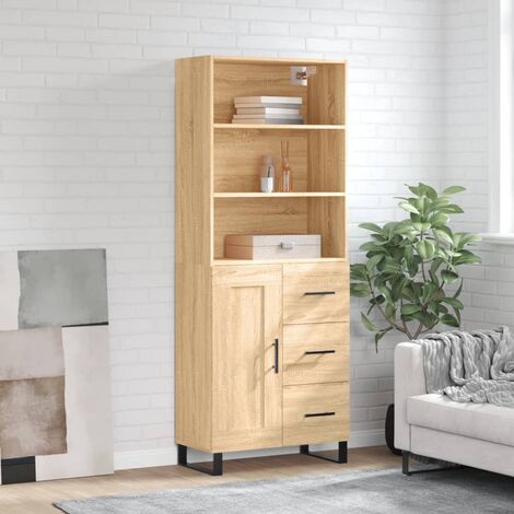 Buffet haut,Buffet de salon,Commode Meuble de rangement,Style Industriel Chêne sonoma 69,5x34x180 cm Bois d'ingénierie VNWE235220 (1/5)