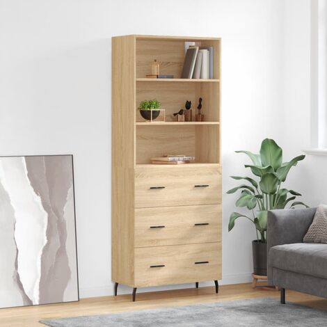 Buffet haut,Buffet de salon,Commode Meuble de rangement,Style Industriel Chêne sonoma 69,5x34x180 cm Bois d'ingénierie VNWE849135 (1/4)
