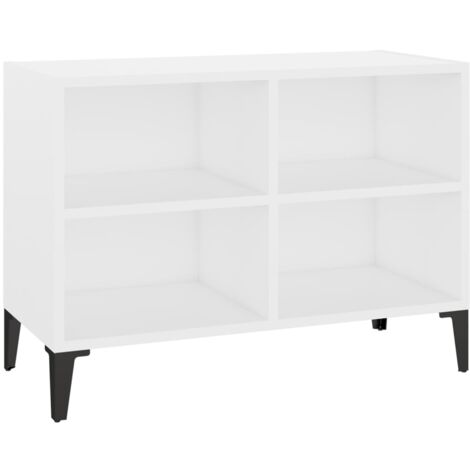 Meuble TV, Étagère TV, Meuble de Salon, avec pieds en métal Blanc 69,5x30x50 cm OIB3669E (1/5)