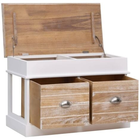Banc d'entrée Banc Coffre de rangement - Banquette 70 x 35 x 45 cm Bois de Paulownia BV511755