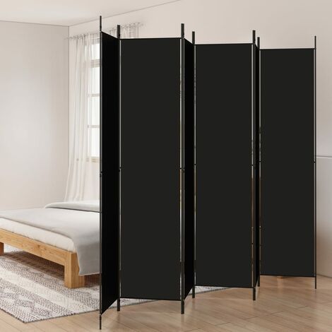 Cloison de séparation 6 panneaux, Paravent sur Pied, Séparation de pièce, Cloison mur écran Noir 300x220 cm Tissu GHJ89331 (1/5)