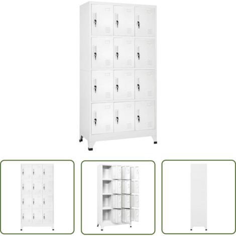 Armoire à casier Vestiaire Rangement avec 12 compartiments 90x45x180 cm -31543 (1/5)