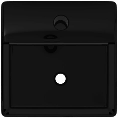 Vasque rectangulaire à trou - Vasque à poser Lavabo à poser Noir en céramique pour salle de bain BV401758