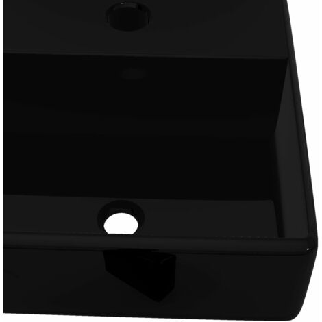 Vasque rectangulaire à trou - Vasque à poser Lavabo à poser Noir en céramique pour salle de bain BV401758