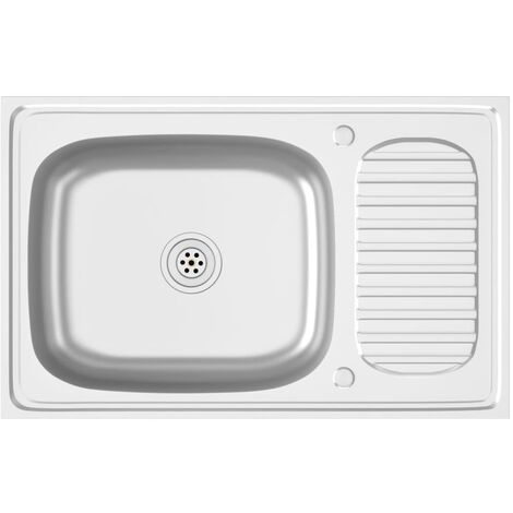 Évier de cuisine, et égouttoir Bac Évier Équipement de Cuisine, Argenté 800x500x155 mm Inox OIB7148E (1/5)