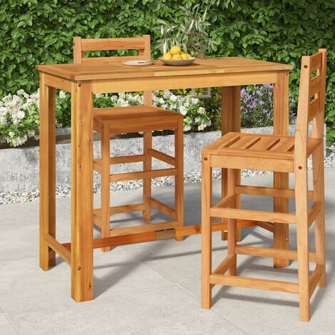 Bonnevie – Table haute de jardin mange-debout 120x60x105 cm en bois d'acacia massif – Finition à l'huile – Pour repas en extérieur - BV577013 (1/5)
