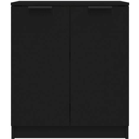 Lot de 2 Buffets, Commode Armoire Luxueux, pour Salon Chambre Entrée Cuisine, Noir 60x30x70 cm Bois d'ingénierie OIB7372E